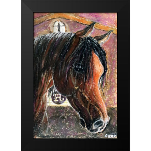 Arabian Stallion Black Modern Wood Framed Art Print by Derr, Wynn