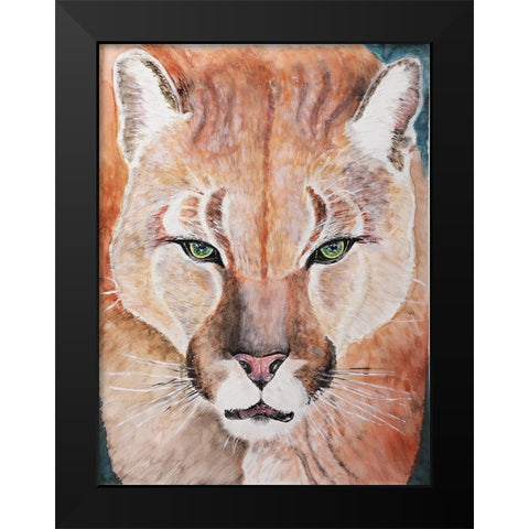 Cougar Courage Black Modern Wood Framed Art Print by Derr, Wynn