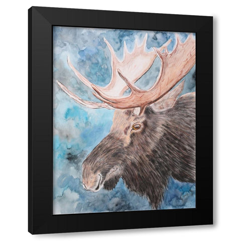 Moose Memories Black Modern Wood Framed Art Print with Double Matting by Derr, Wynn