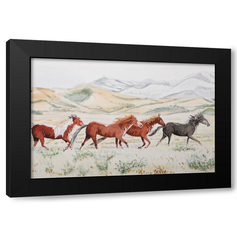Mustang Medley  Black Modern Wood Framed Art Print with Double Matting by Derr, Wynn