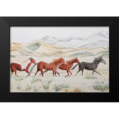 Mustang Medley  Black Modern Wood Framed Art Print by Derr, Wynn