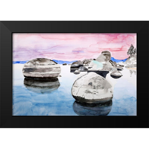 Speedboat Beach, Lake Tahoe Black Modern Wood Framed Art Print by Derr, Wynn