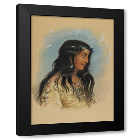 A Young Woman of the Flat Head Tribe Black Modern Wood Framed Art Print with Double Matting by Miller, Alfred Jacob