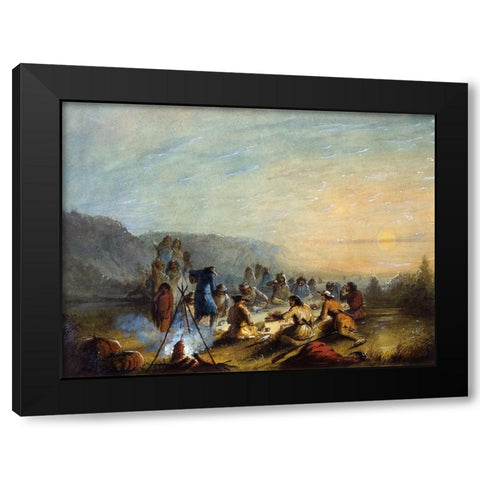Breakfast at Sunrise Black Modern Wood Framed Art Print with Double Matting by Miller, Alfred Jacob