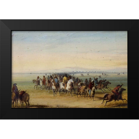 Caravan en Route Black Modern Wood Framed Art Print by Miller, Alfred Jacob