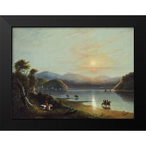 Green River Black Modern Wood Framed Art Print by Miller, Alfred Jacob