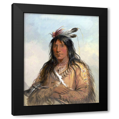 Head of Matau Tathonca, Bull Bear, an Ogillalah Black Modern Wood Framed Art Print with Double Matting by Miller, Alfred Jacob