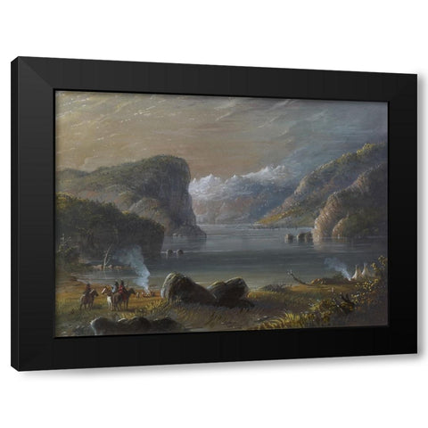 Lake Scene Black Modern Wood Framed Art Print by Miller, Alfred Jacob