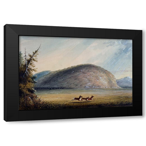 Rock of Independence Black Modern Wood Framed Art Print with Double Matting by Miller, Alfred Jacob