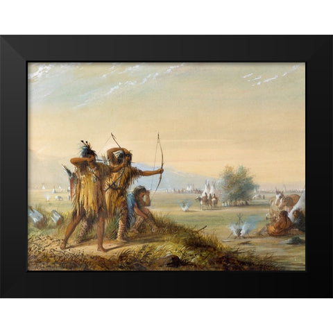 Testing Bows Black Modern Wood Framed Art Print by Miller, Alfred Jacob