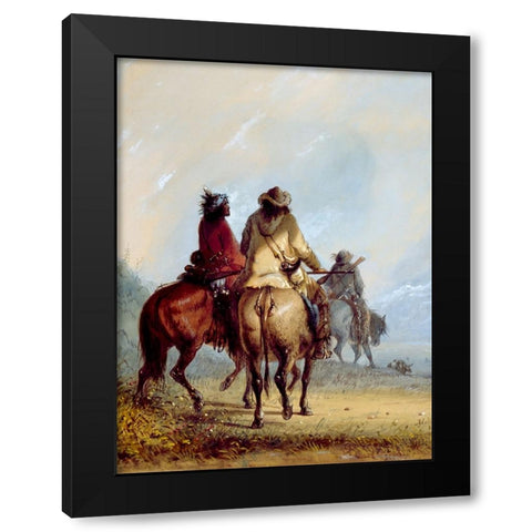 Trappers Starting for the Beaver Hunt Black Modern Wood Framed Art Print with Double Matting by Miller, Alfred Jacob