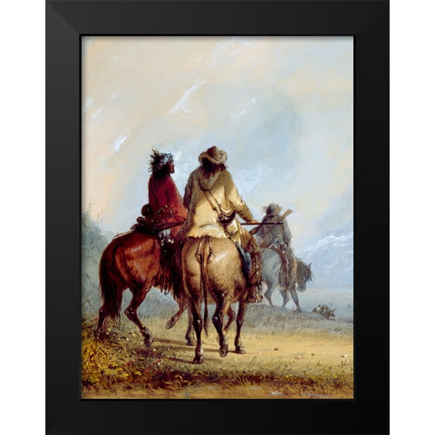 Trappers Starting for the Beaver Hunt Black Modern Wood Framed Art Print by Miller, Alfred Jacob