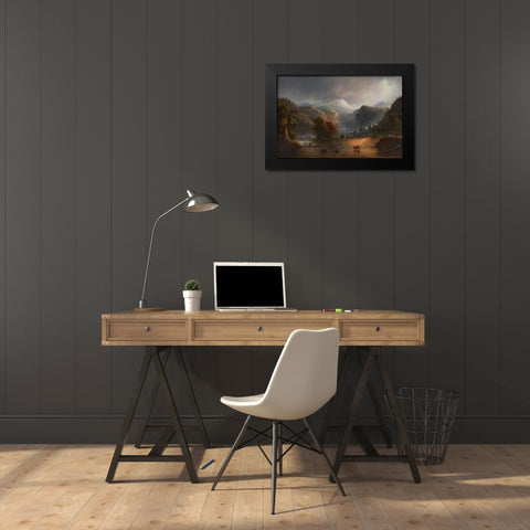 Where the Clouds Love to Rest Black Modern Wood Framed Art Print by Miller, Alfred Jacob