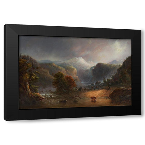 Where the Clouds Love to Rest Black Modern Wood Framed Art Print with Double Matting by Miller, Alfred Jacob