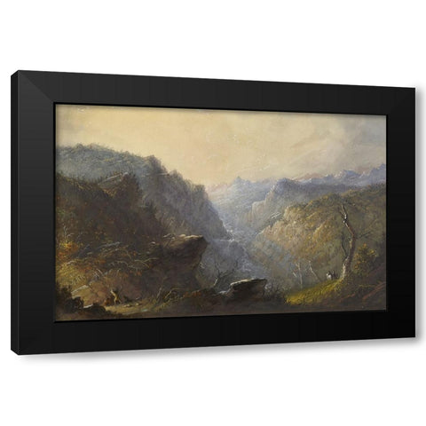Wild Scenery Black Modern Wood Framed Art Print with Double Matting by Miller, Alfred Jacob