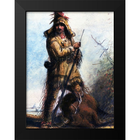 Rocky Mountains Trapper Old Bill Williams Black Modern Wood Framed Art Print by Miller, Alfred Jacob