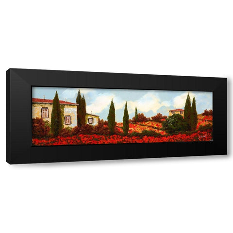 Tre Case Tra I Papaveri Black Modern Wood Framed Art Print by Borelli, Guido