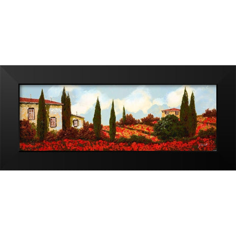 Tre Case Tra I Papaveri Black Modern Wood Framed Art Print by Borelli, Guido