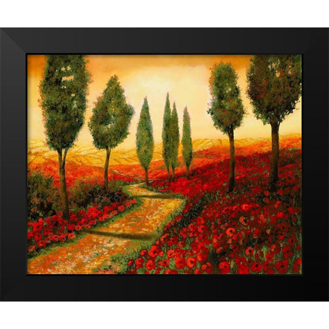 Strada tra i Papaveri Black Modern Wood Framed Art Print by Borelli, Guido