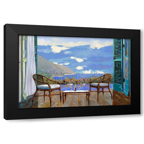 Aperitivo al Tramonto Black Modern Wood Framed Art Print with Double Matting by Borelli, Guido