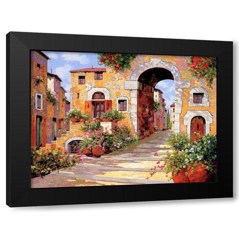 Lentrata al Borgo Black Modern Wood Framed Art Print with Double Matting by Borelli, Guido