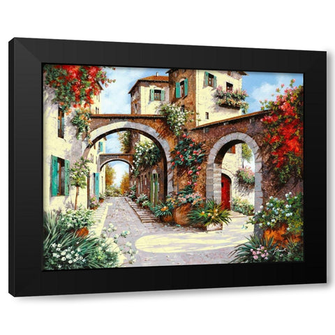 Tre Archi Black Modern Wood Framed Art Print with Double Matting by Borelli, Guido