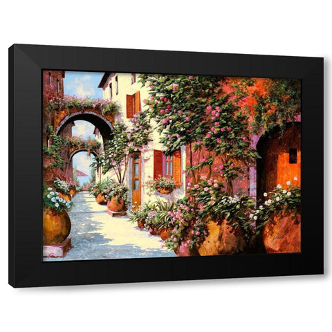 Porta Rossa e Archi Black Modern Wood Framed Art Print by Borelli, Guido