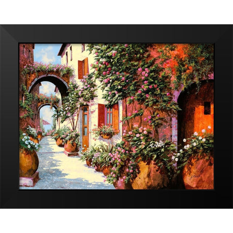 Porta Rossa e Archi Black Modern Wood Framed Art Print by Borelli, Guido