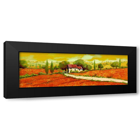 Rosso Papavero Black Modern Wood Framed Art Print with Double Matting by Borelli, Guido