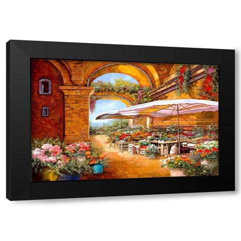 Il Mercato Sotto i Portici Black Modern Wood Framed Art Print by Borelli, Guido