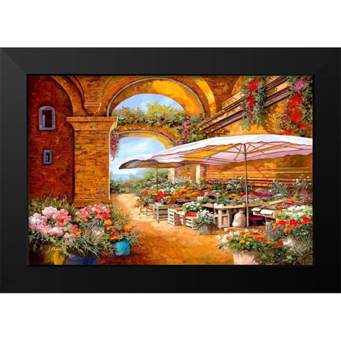Il Mercato Sotto i Portici Black Modern Wood Framed Art Print by Borelli, Guido