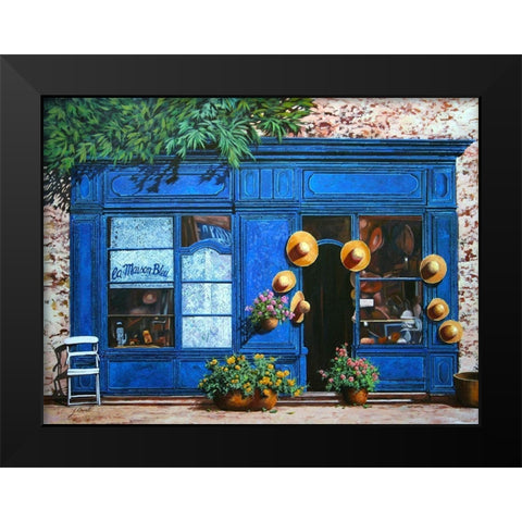 La Maison Blue Black Modern Wood Framed Art Print by Borelli, Guido