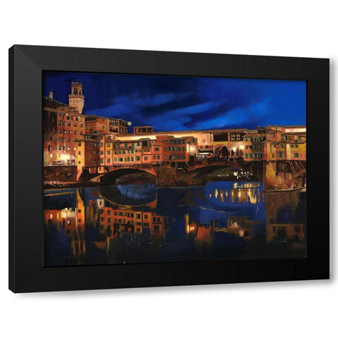 Notturno Fiorentino Black Modern Wood Framed Art Print with Double Matting by Borelli, Guido