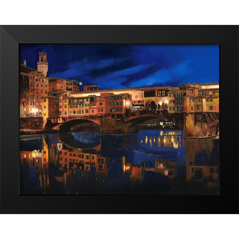Notturno Fiorentino Black Modern Wood Framed Art Print by Borelli, Guido