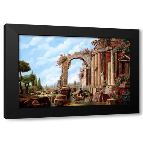 Colonne Romane Fiorite Black Modern Wood Framed Art Print with Double Matting by Borelli, Guido