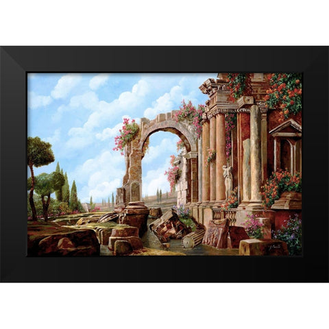 Colonne Romane Fiorite Black Modern Wood Framed Art Print by Borelli, Guido