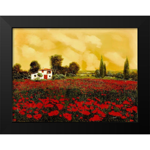 I Papaveri e lestate Calda Black Modern Wood Framed Art Print by Borelli, Guido