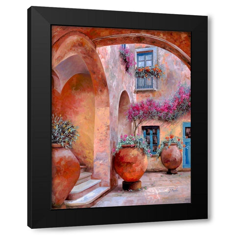 il Cortile DellArco Black Modern Wood Framed Art Print with Double Matting by Borelli, Guido