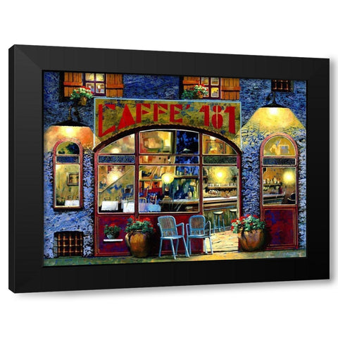 caffe 181 Black Modern Wood Framed Art Print with Double Matting by Borelli, Guido
