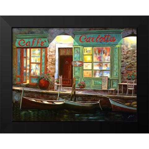 caffe carlotta Black Modern Wood Framed Art Print by Borelli, Guido