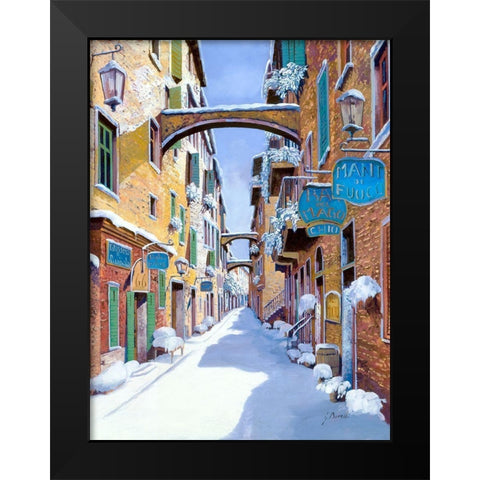 la neve in liguria Black Modern Wood Framed Art Print by Borelli, Guido