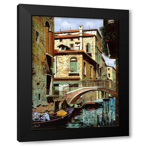 rio degli squeri Black Modern Wood Framed Art Print by Borelli, Guido