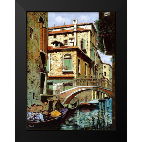 rio degli squeri Black Modern Wood Framed Art Print by Borelli, Guido