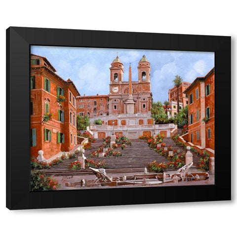 trinita dei monti Black Modern Wood Framed Art Print by Borelli, Guido