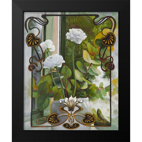 Rose Bianche Liberty Black Modern Wood Framed Art Print by Borelli, Guido