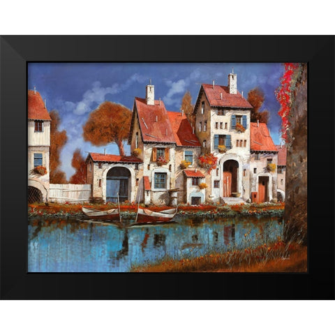 La Cascina Sul Lago Black Modern Wood Framed Art Print by Borelli, Guido