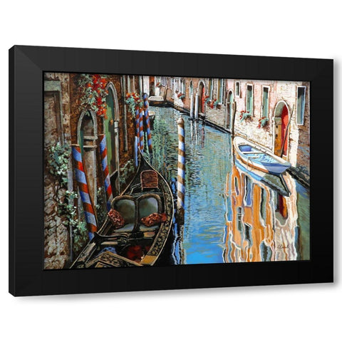 La Barca Bianca e la Gondola Black Modern Wood Framed Art Print by Borelli, Guido
