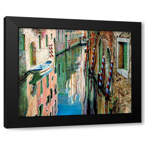 Riflessi Colorati Black Modern Wood Framed Art Print with Double Matting by Borelli, Guido
