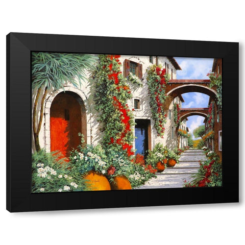 Porta Rossa Porta Blu Black Modern Wood Framed Art Print with Double Matting by Borelli, Guido