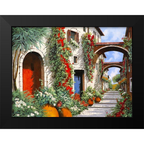 Porta Rossa Porta Blu Black Modern Wood Framed Art Print by Borelli, Guido